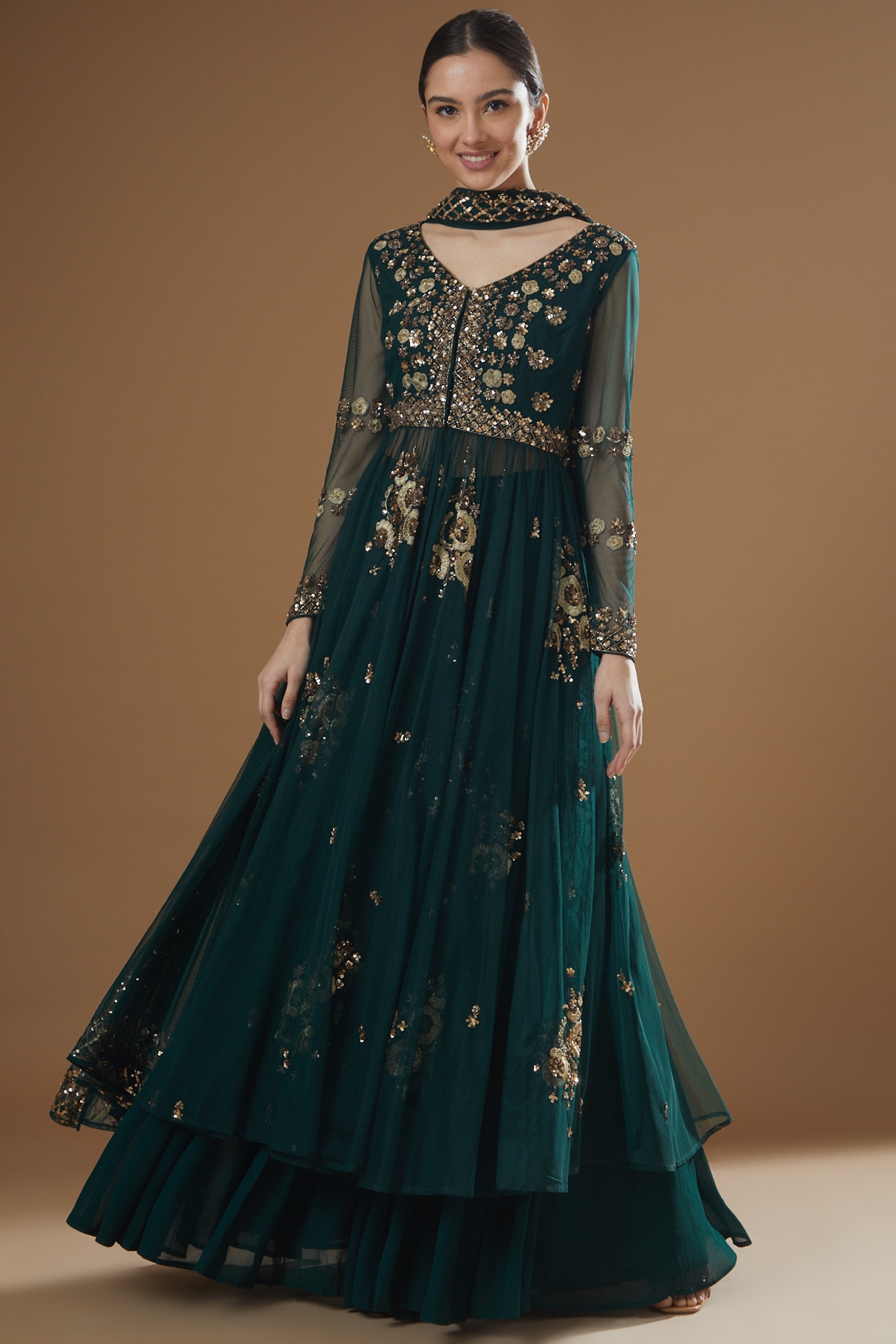 Green Classic Designer Readymade Anarkali Suit – Fashionfy