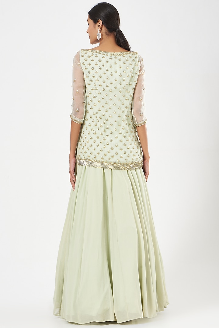 Mint Organza Skirt Set by Astha Narang at Pernia's Pop Up Shop