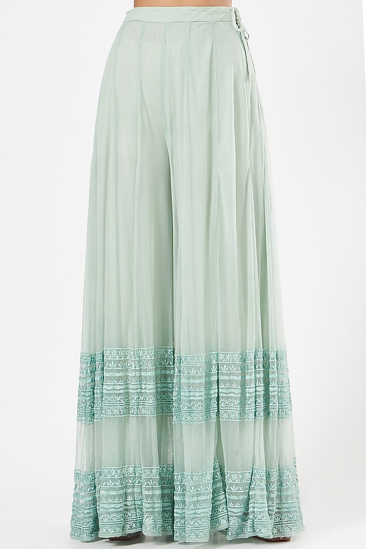 Sky Blue Net Wedding Sharara Set by Astha Narang at Pernia's Pop Up Shop