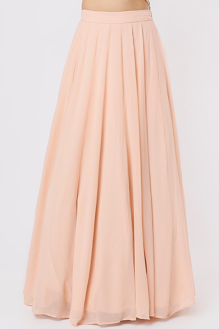 Blush Pink Silk & Georgette Sequins Embroidered Skirt Set by Astha Narang at Pernia's Pop Up Shop