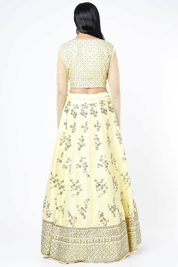 Yellow Silk Boota Embroidered Wedding Lehenga Set by Astha Narang at Pernia's Pop Up Shop