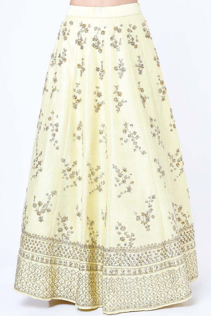Yellow Silk Boota Embroidered Wedding Lehenga Set by Astha Narang at Pernia's Pop Up Shop