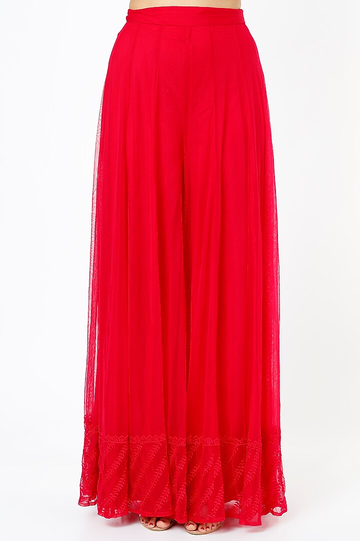 Carmine Red Embroidered Bridal Anarkali Set by Astha Narang at Pernia's Pop Up Shop