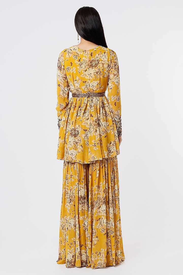 Yellow Embroidered Wedding Sharara Set by Astha Narang at Pernia's Pop Up Shop