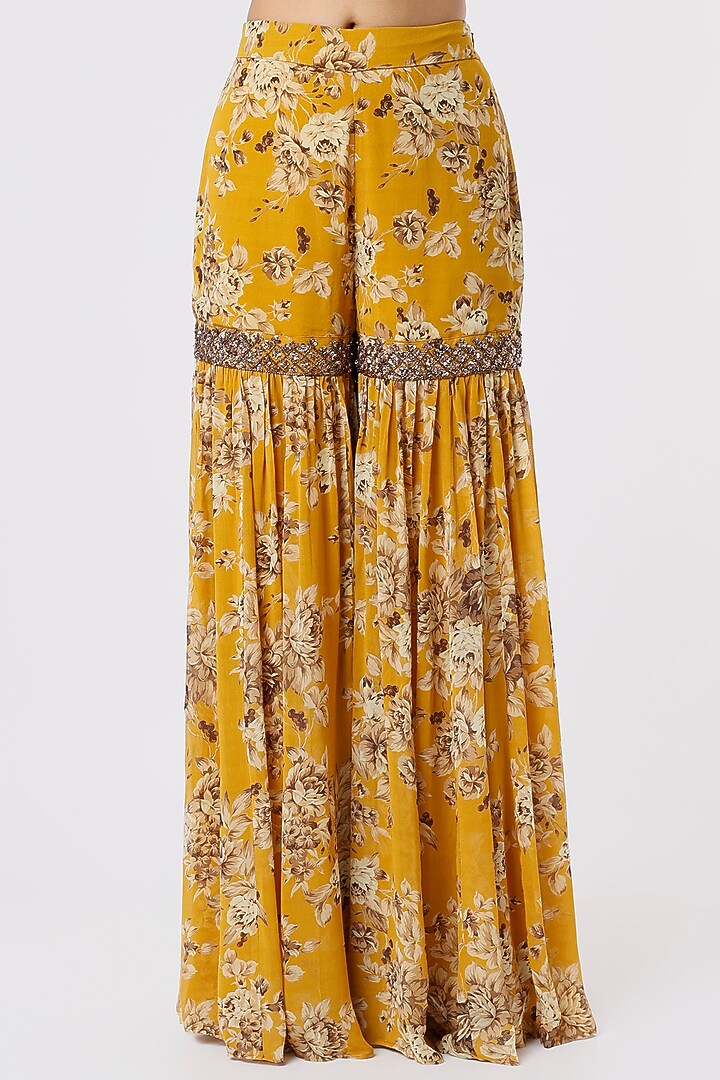 Yellow Embroidered Wedding Sharara Set by Astha Narang at Pernia's Pop Up Shop