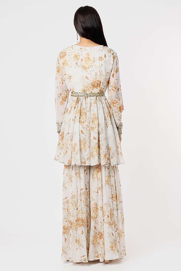Off-White Embroidered Wedding Sharara Set by Astha Narang at Pernia's Pop Up Shop