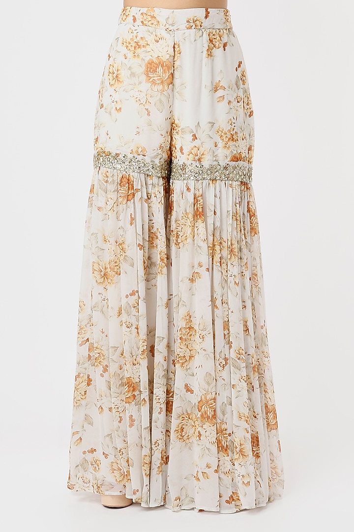 Off-White Embroidered Wedding Sharara Set by Astha Narang at Pernia's Pop Up Shop