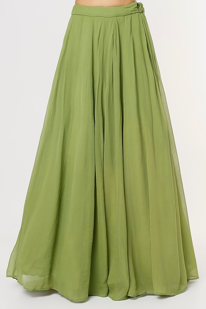Mehendi Green Net Wedding Sharara Set by Astha Narang at Pernia's Pop Up Shop