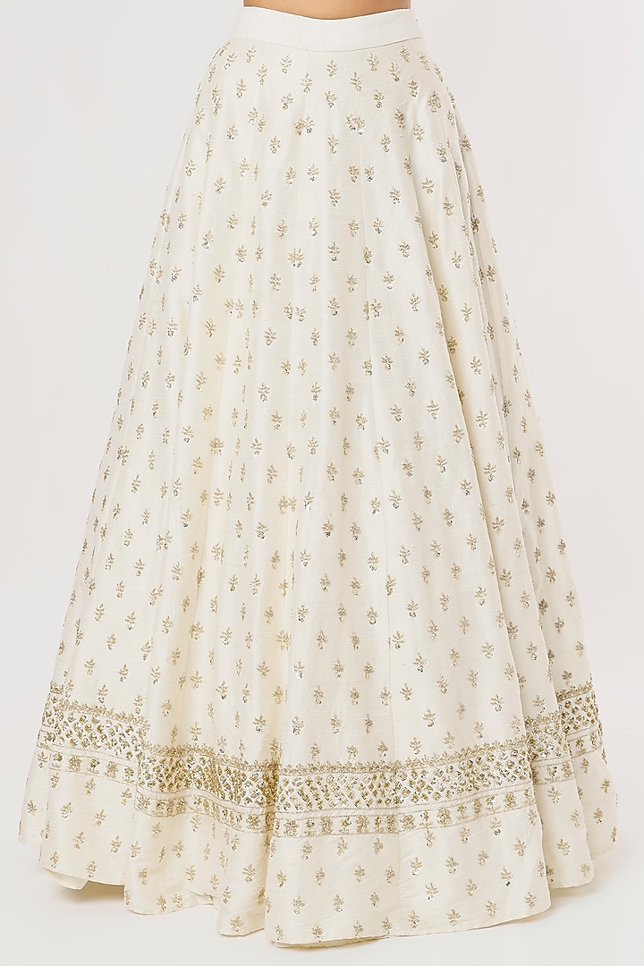 Ivory Net Sequins Embroidered Wedding Lehenga Set by Astha Narang at Pernia's Pop Up Shop
