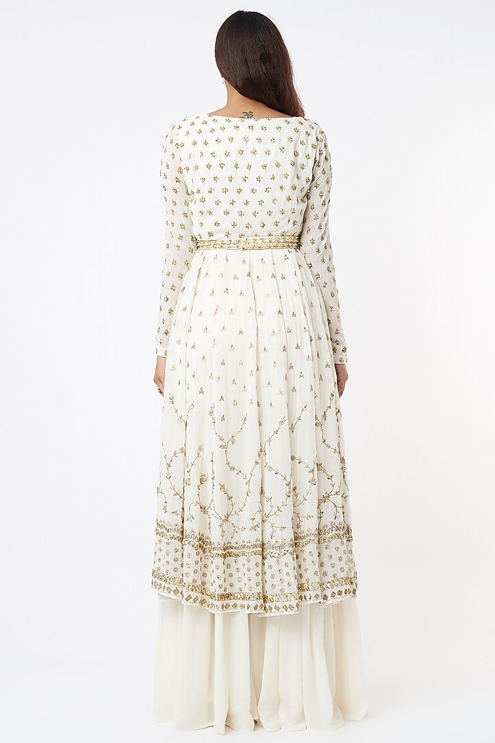 White Embroidered Wedding Anarkali Set by Astha Narang at Pernia's Pop Up Shop