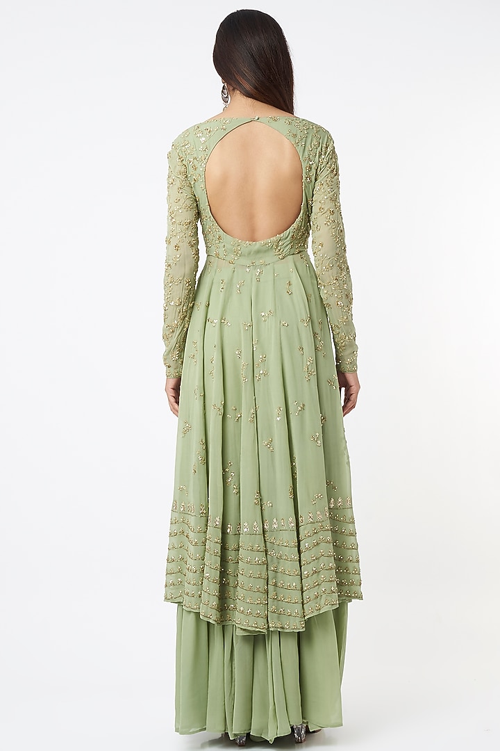 Mint Green Embroidered Wedding Anarkali Set by Astha Narang at Pernia's Pop Up Shop