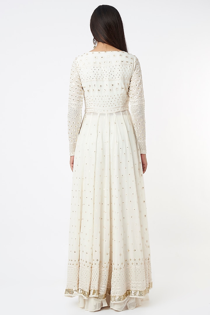 White Embroidered Wedding Anarkali Set by Astha Narang at Pernia's Pop Up Shop