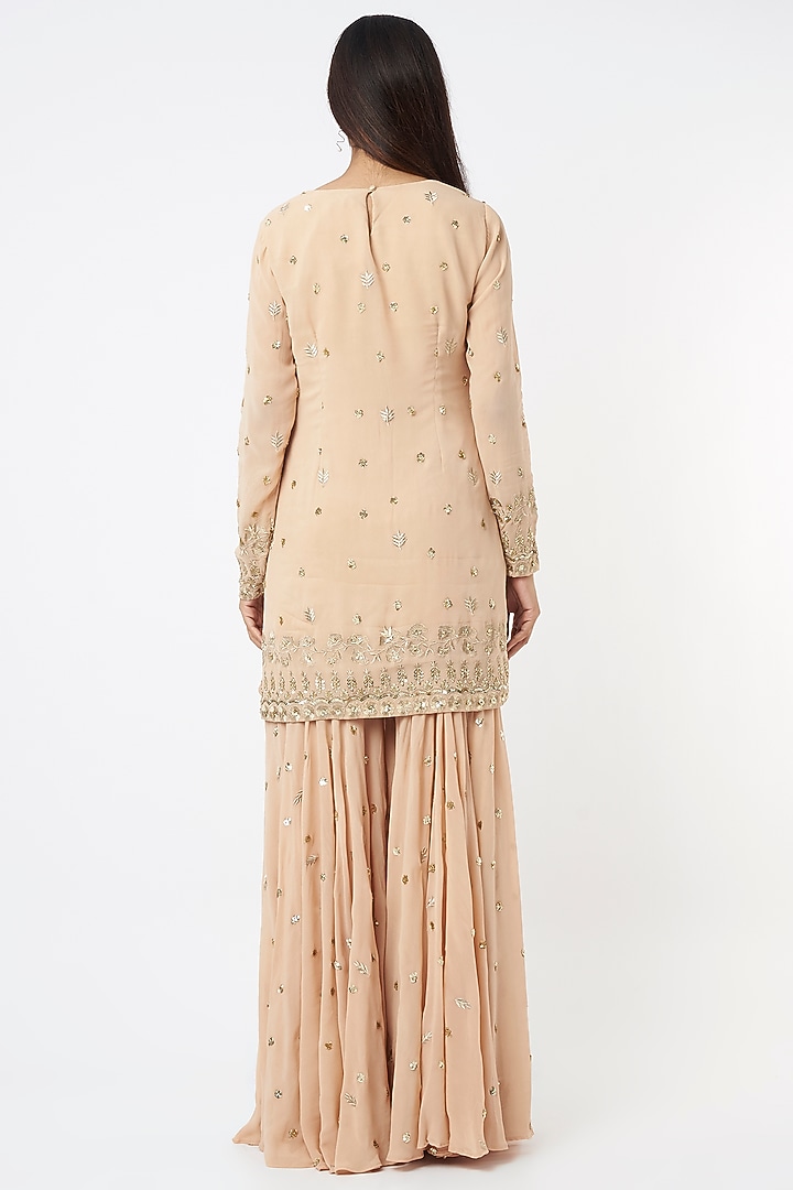 Nude Embroidered Wedding Sharara Set by Astha Narang at Pernia's Pop Up Shop