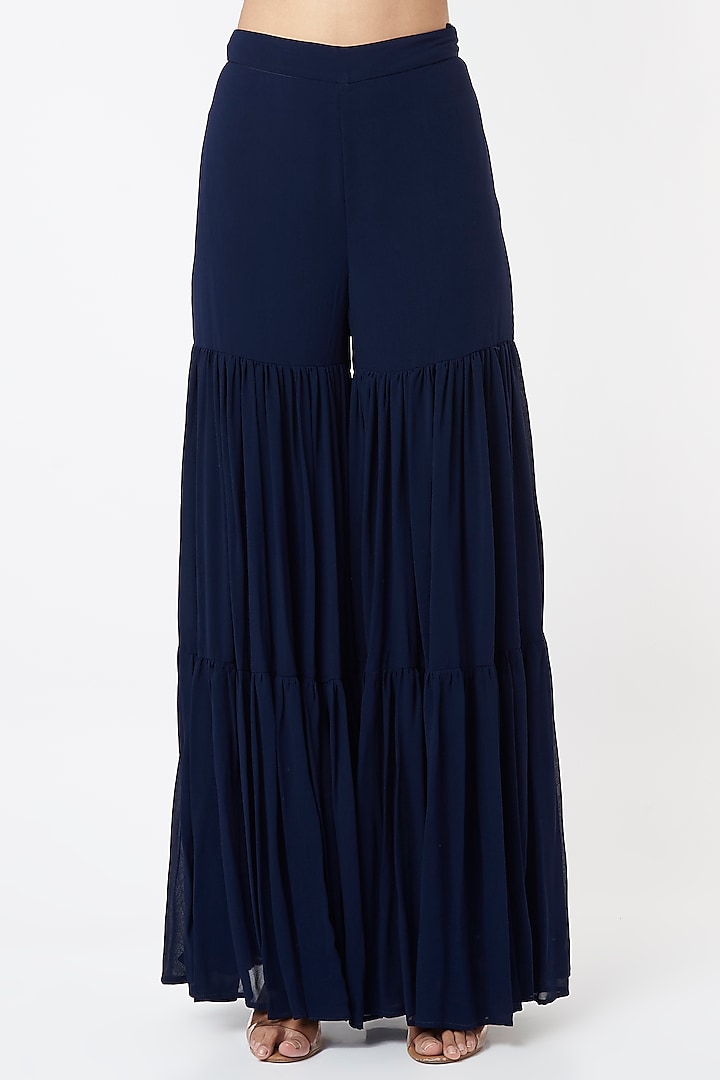 Navy Blue Embroidered Wedding Anarkali Set by Astha Narang at Pernia's Pop Up Shop