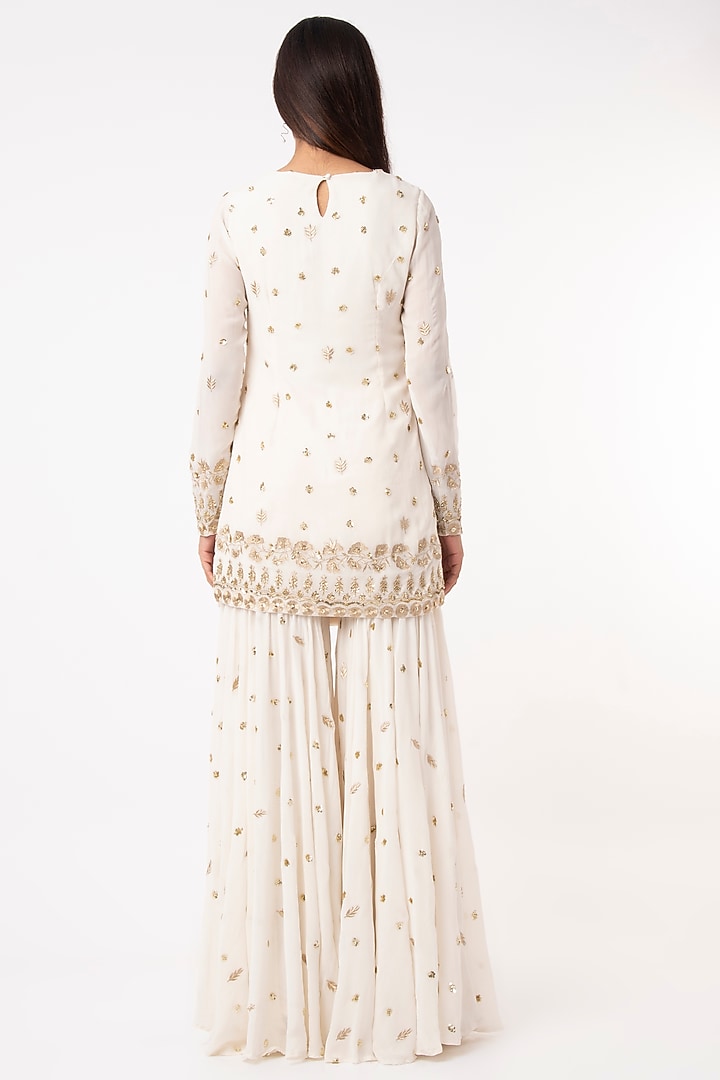 White Embroidered Wedding Sharara Set by Astha Narang at Pernia's Pop Up Shop