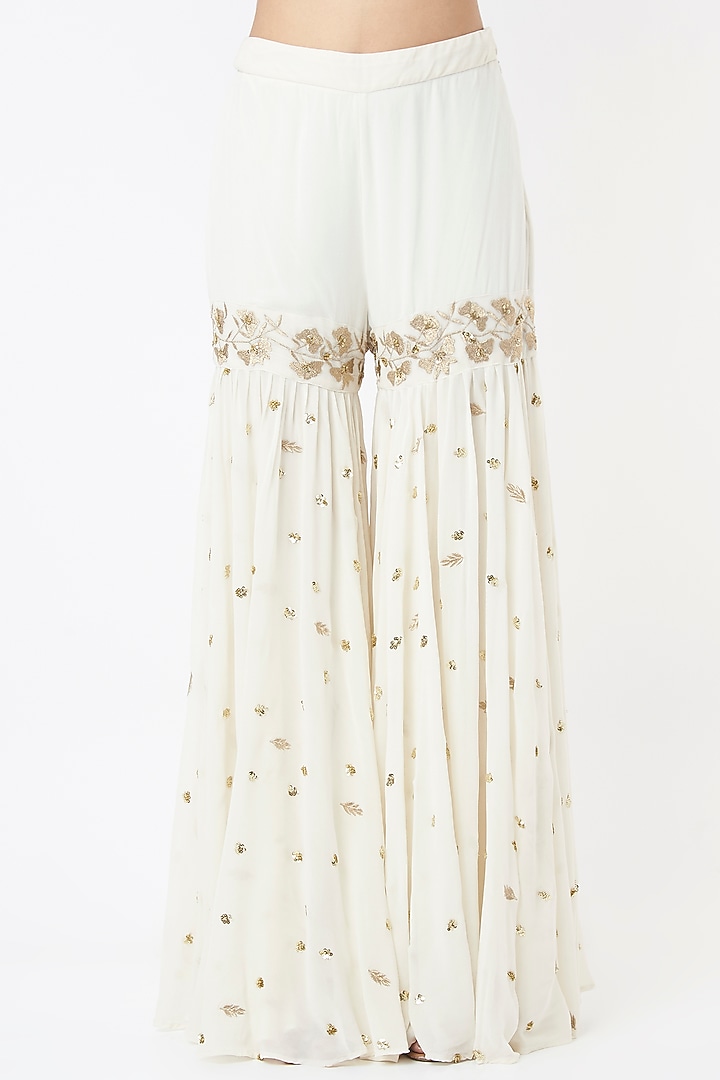 White Embroidered Wedding Sharara Set by Astha Narang at Pernia's Pop Up Shop