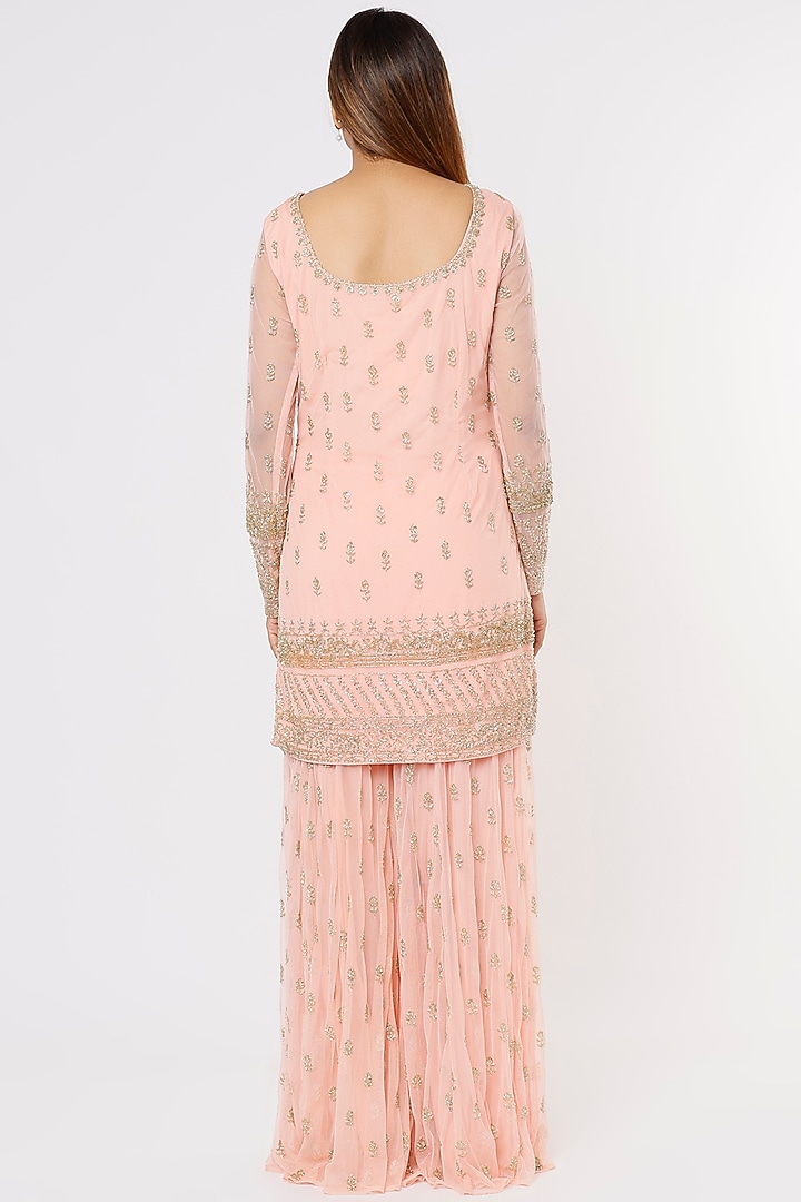 Blush Pink Embroidered Wedding Sharara Set by Astha Narang at Pernia's Pop Up Shop