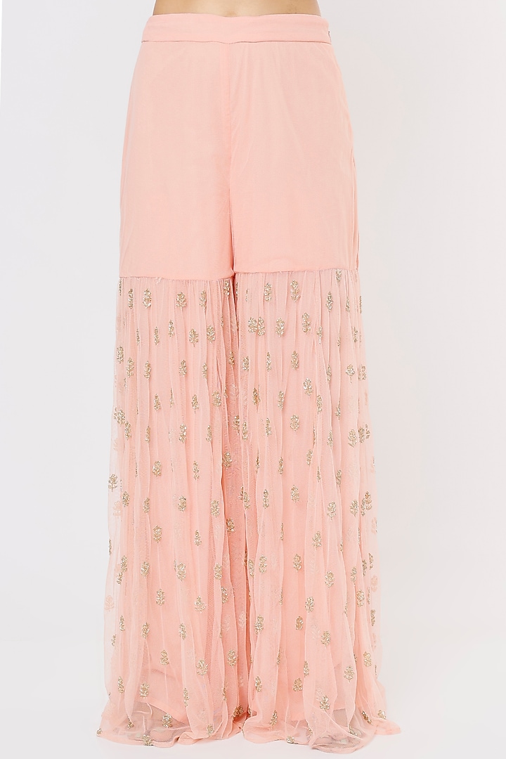 Blush Pink Embroidered Wedding Sharara Set by Astha Narang at Pernia's Pop Up Shop