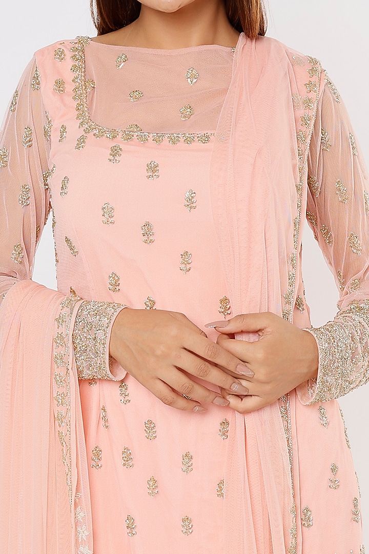 Blush Pink Embroidered Wedding Sharara Set by Astha Narang at Pernia's Pop Up Shop