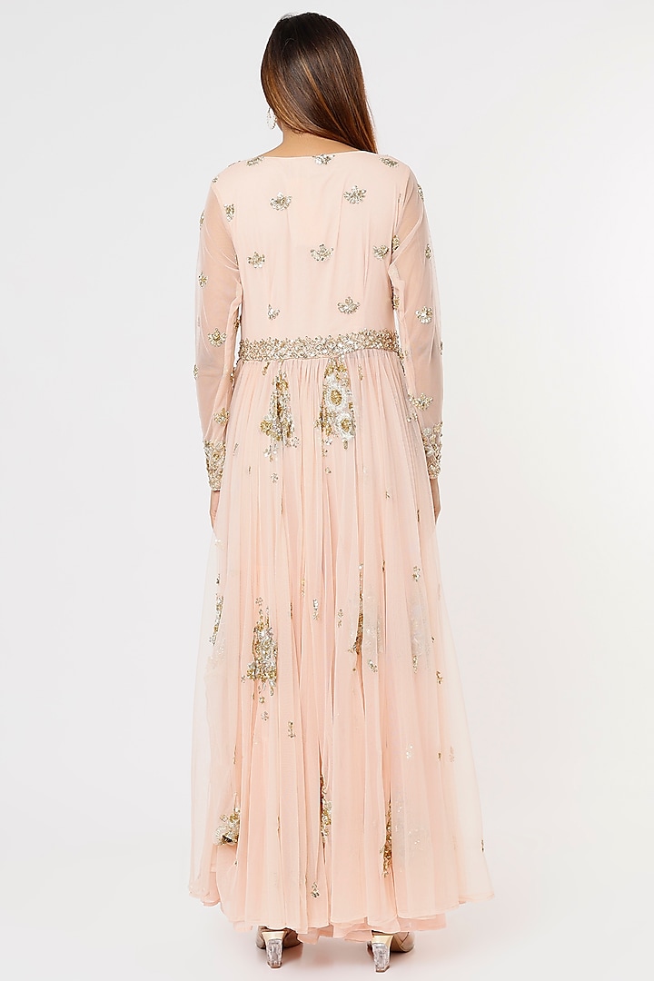 Blush Pink Embroidered Wedding Anarkali Set by Astha Narang at Pernia's Pop Up Shop