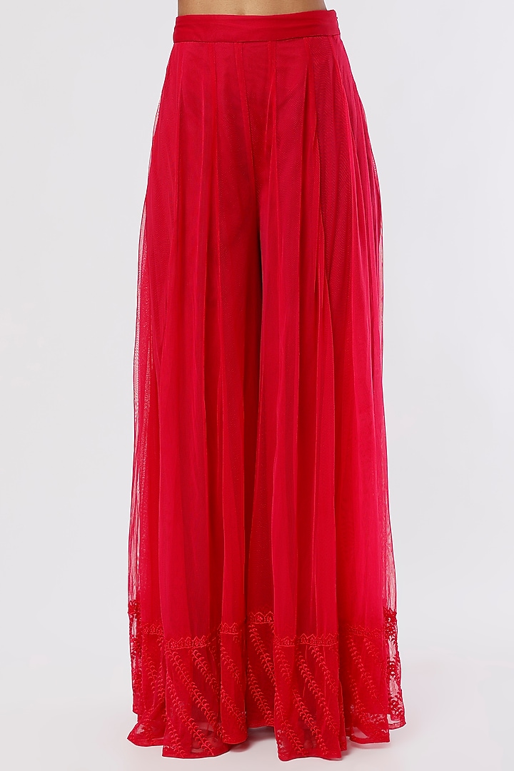 Carmine Red Embroidered Wedding Anarkali Set by Astha Narang at Pernia's Pop Up Shop