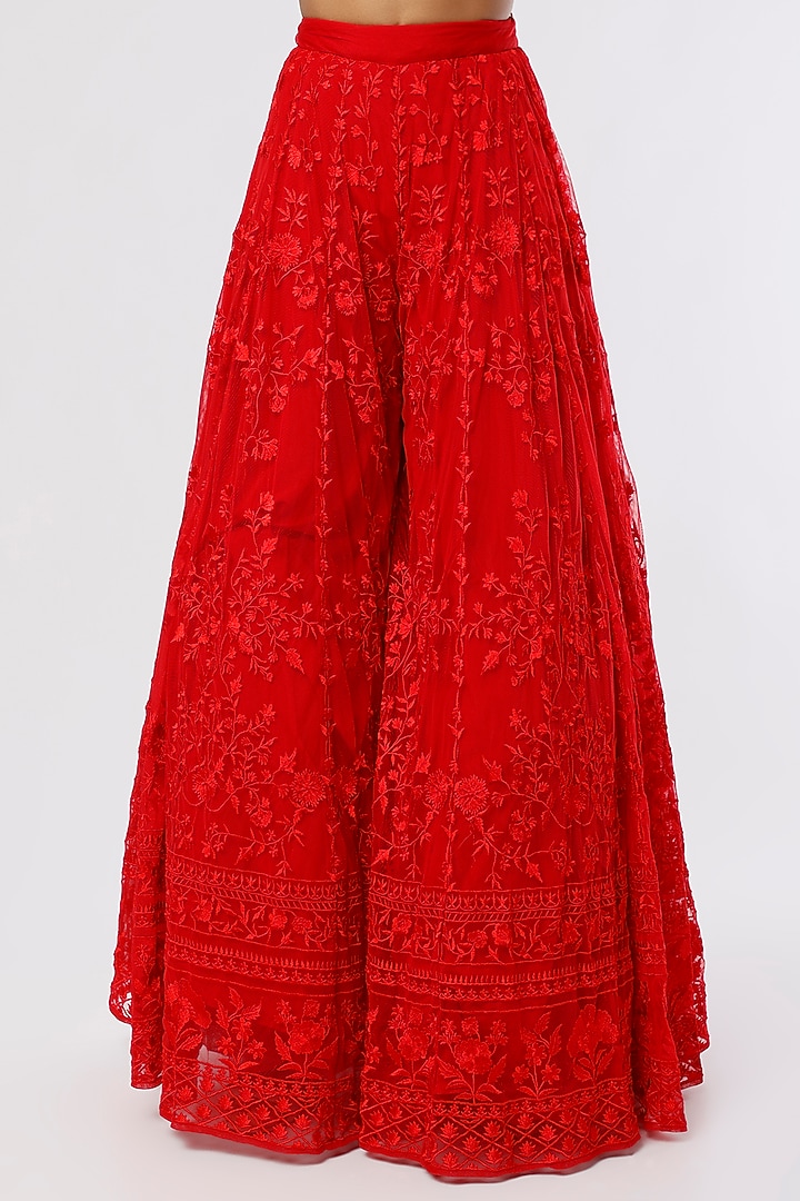 Cherry Red Net Bridal Sharara Set by Astha Narang at Pernia's Pop Up Shop
