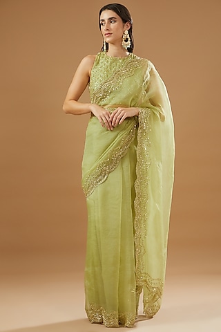 Mint Green Net Saree Set by Astha Narang