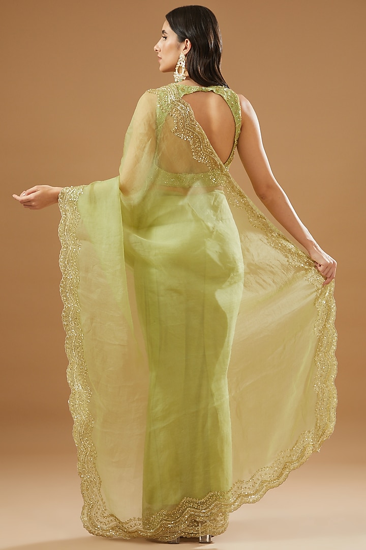 Mint Green Net Wedding Saree Set by Astha Narang at Pernia's Pop Up Shop