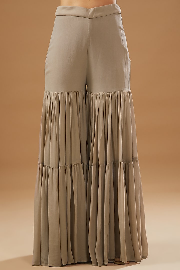 Grey Georgette Embroidered Jacket Set by Astha Narang at Pernia's Pop Up Shop