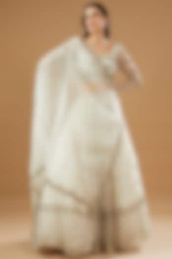 White Organza Jaal Embroidered Bridal Lehenga Set by Astha Narang at Pernia's Pop Up Shop