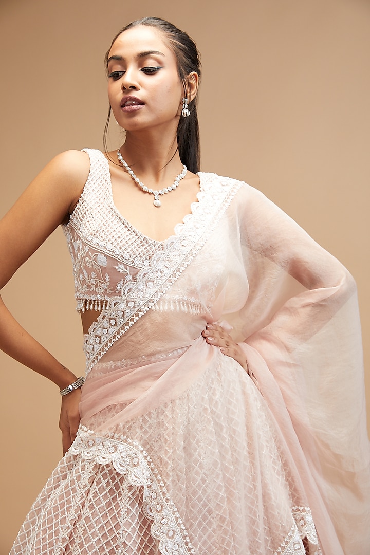 Blush Pink Organza Embroidered Lehenga Set Design by Astha Narang at  Pernia's Pop Up Shop 2024