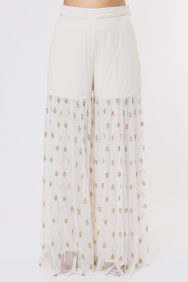 White Embroidered Wedding Sharara Set by Astha Narang at Pernia's Pop Up Shop