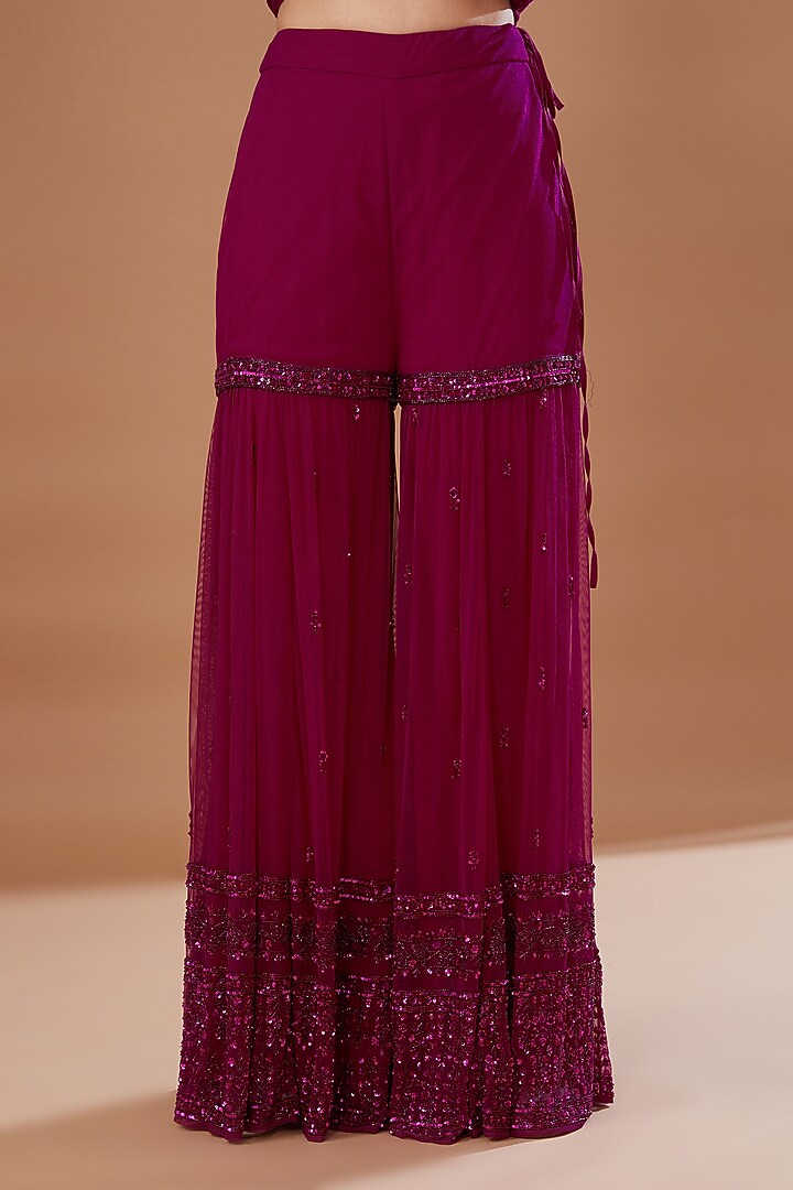 Pink Net Embroidered Jacket Set by Astha Narang at Pernia's Pop Up Shop