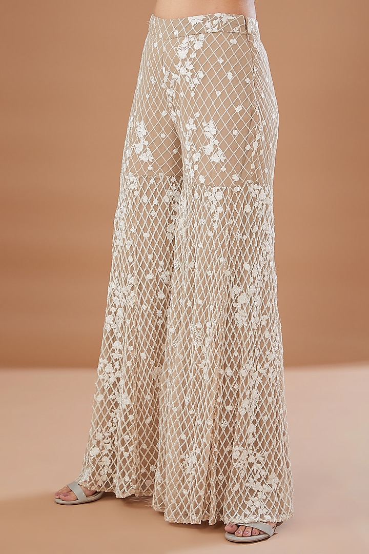 Grey Crepe Embroidered Pant Set by Astha Narang at Pernia's Pop Up Shop