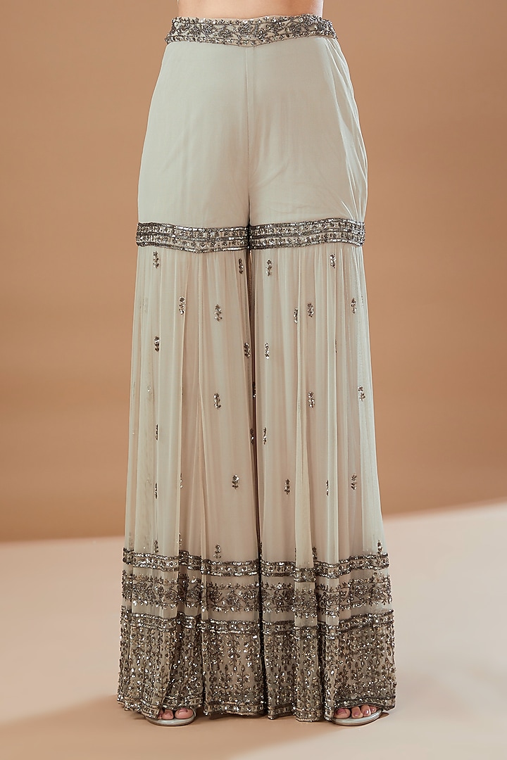 Grey Net Embroidered Jacket Set by Astha Narang at Pernia's Pop Up Shop