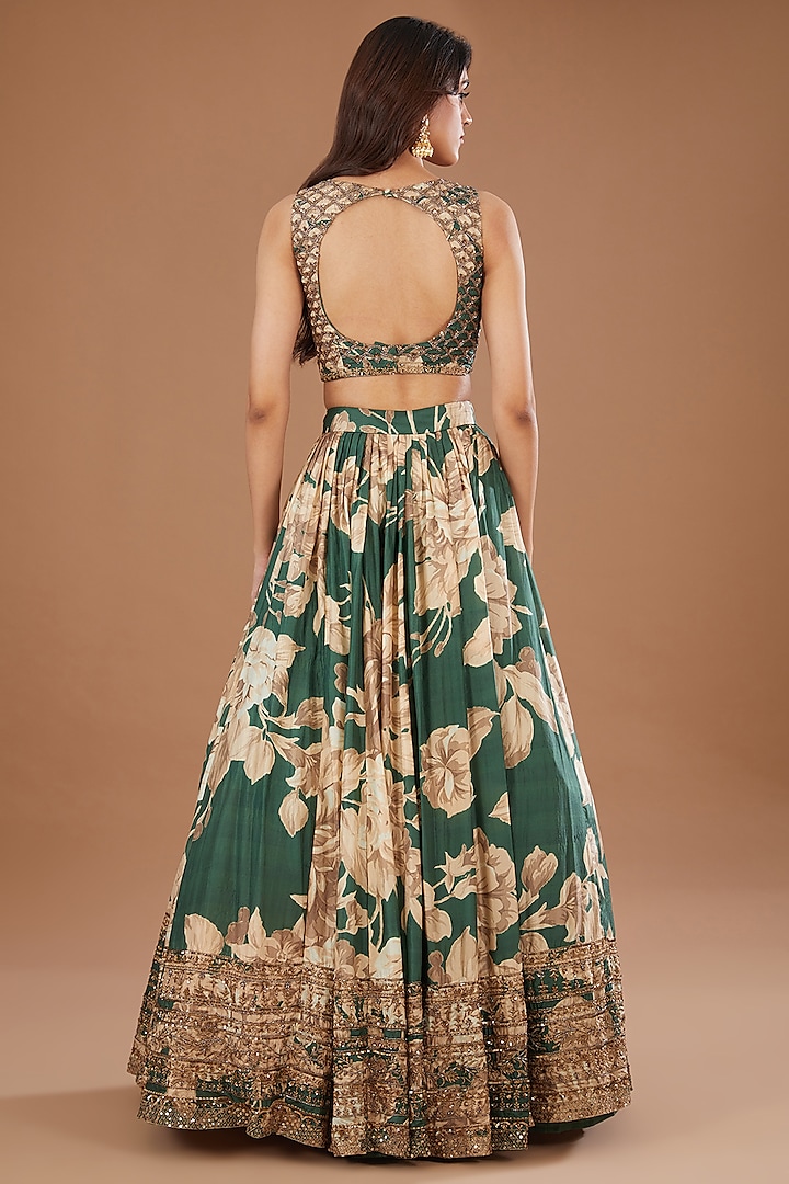 Green Satin Bridesmaid Lehenga With Cutdana And Beads Embroidery