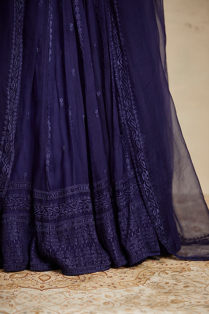 Purple Organza Silk Thread Embroidered Wedding Lehenga Set by Astha Narang at Pernia's Pop Up Shop