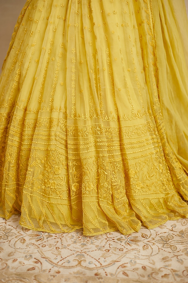 Saiyaara Organza Mustard Lehenga
