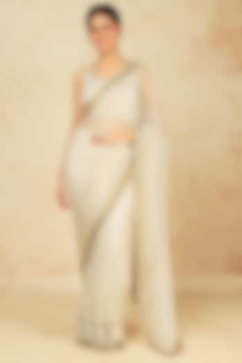 White Embroidered Saree Set by Astha Narang