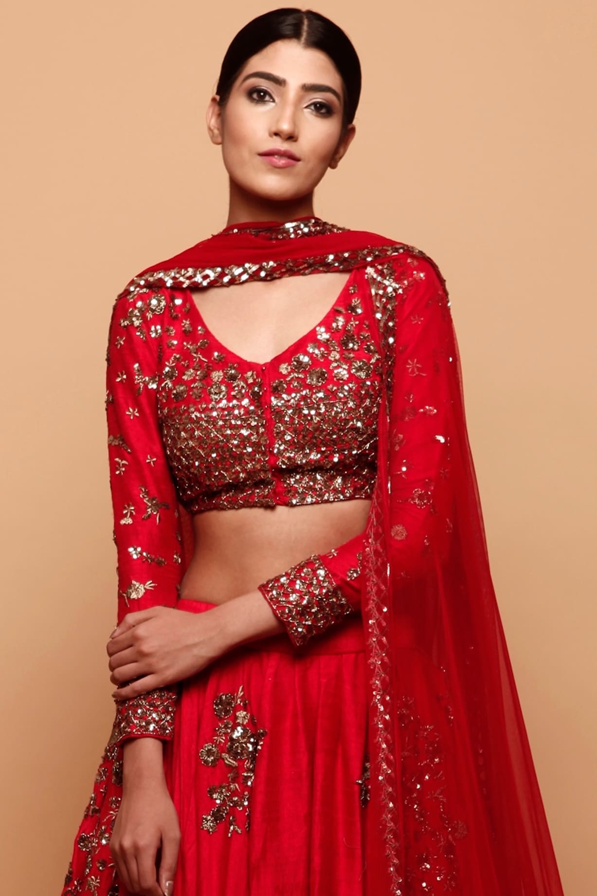 Astha narang red clearance lehenga