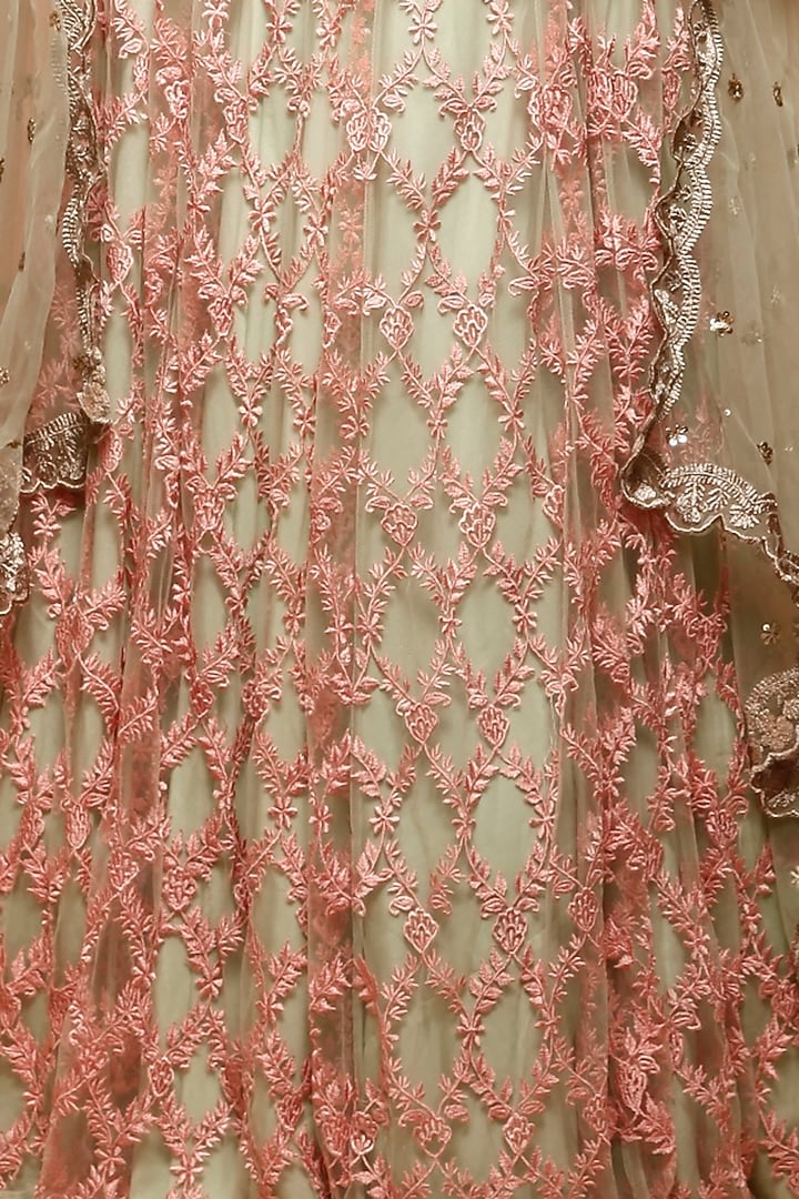 Mint Green Net Thread Embroidered Wedding Lehenga Set by Astha Narang at Pernia's Pop Up Shop