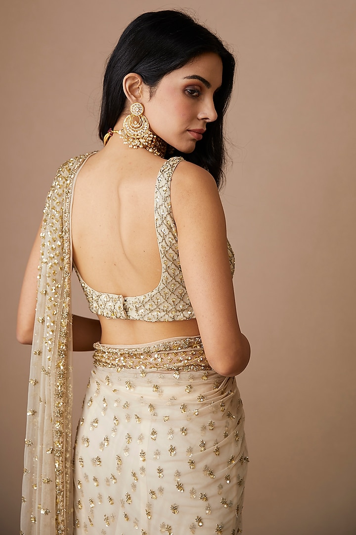 Off-White Net Saree Set Design by Astha Narang at Pernia's Pop Up