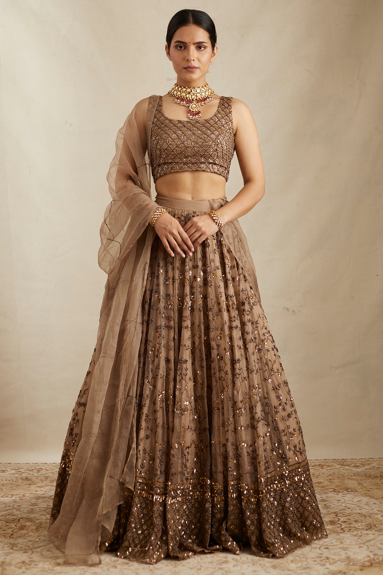 Buy Light Brown Designer Wedding Wear Lehenga Choli | Wedding Lehenga Choli