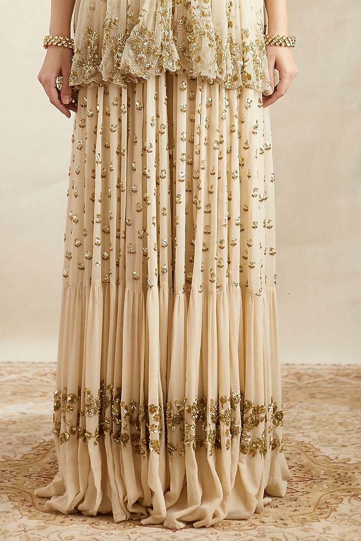Off-White Crepe Bridal Sharara Set by Astha Narang at Pernia's Pop Up Shop