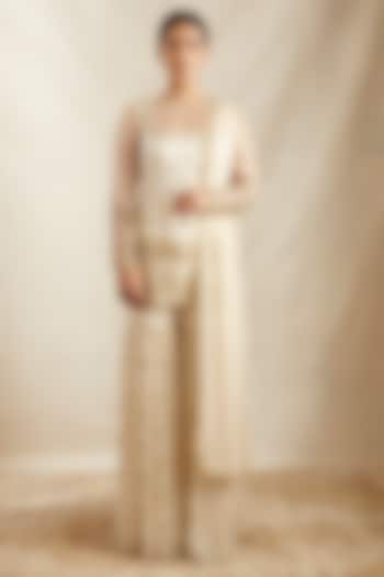 Off-White Net Sharara Set by Astha Narang