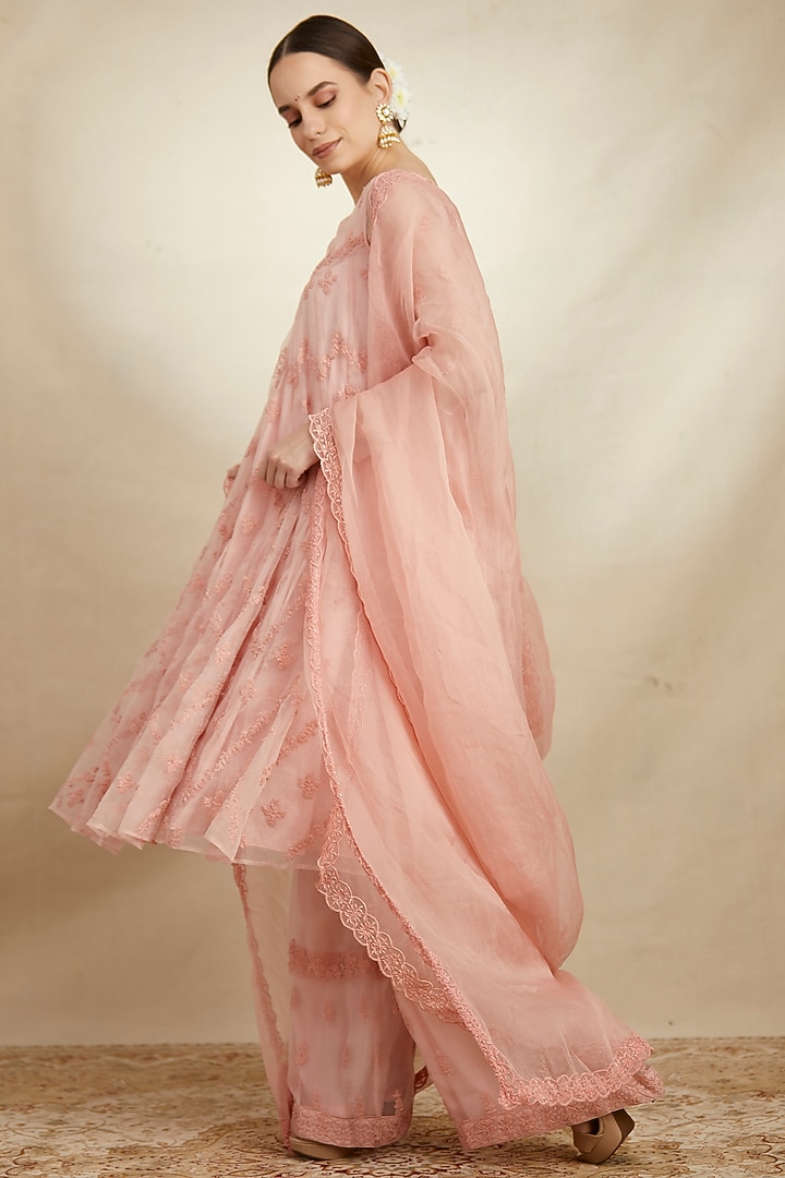 Pink Crepe Wedding Anarkali Set by Astha Narang at Pernia's Pop Up Shop