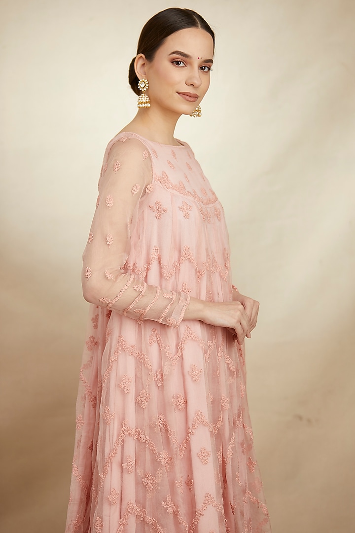 Pink Crepe Wedding Anarkali Set by Astha Narang at Pernia's Pop Up Shop