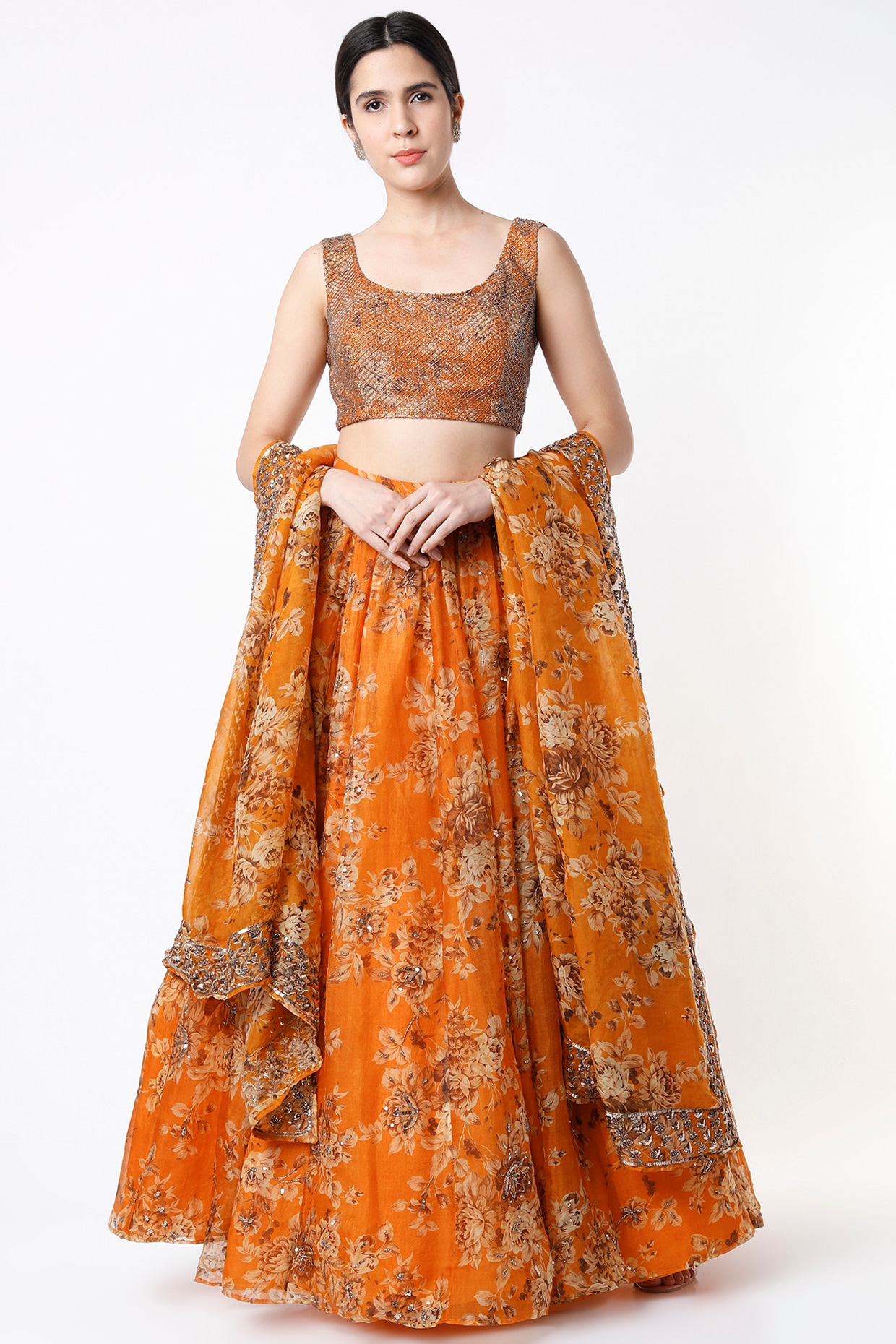 Orange & Blue Banarasi Brocate With Ready Made Blouse Designer Lehenga  Choli-VT1062102L - RJ Fashion
