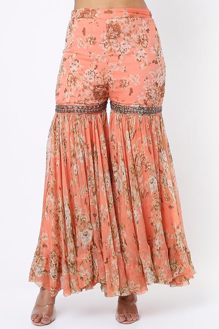 Coral Floral Wedding Sharara Set by Astha Narang at Pernia's Pop Up Shop