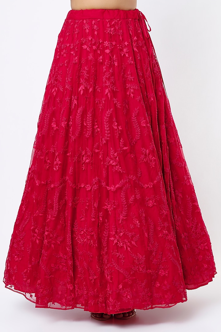 Hot Pink Silk Organza Thread Embroidered Wedding Lehenga Set by Astha Narang at Pernia's Pop Up Shop